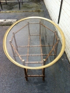 Baker Faux Bamboo Tortoise Shell Brass Tray Coffee Table 4