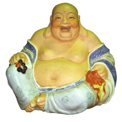 Happy Buddha Decorative Asian Pottery Sculpture