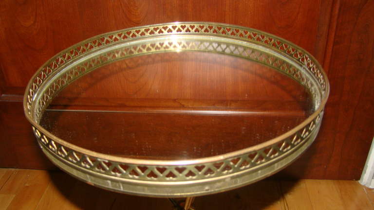 Brass & Mirror Italian Gio Ponti Style Tripod Table 2