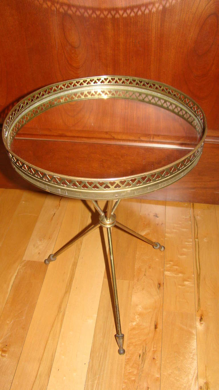Brass & Mirror Italian Gio Ponti Style Tripod Table 4