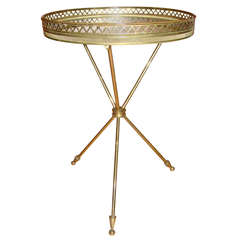 Brass & Mirror Italian Gio Ponti Style Tripod Table