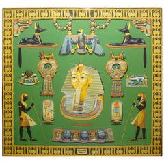 Hermes Framed Egyptian Tutankhamun Silk Scarf Wall Hanging