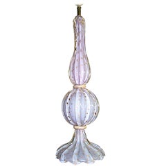 Barovier & Toso Purple & Gold Flake Murano Glass Table Lamp