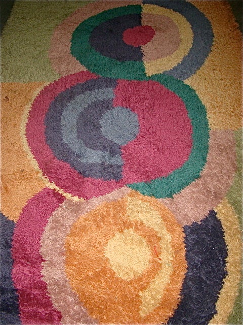 Wool Danish Modern Mid Century Colorful EGE Rya Shag Rug