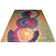 Danish Modern Mid Century Colorful EGE Rya Shag Rug