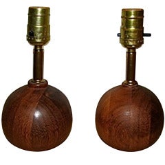 Vintage Danish Modern Petite Ball Table Lamp Pair