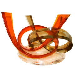 Colorful Abstract Lucite Swirl Coffee Table by Haziza