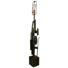 Laurel Brutalist Iron Table Lamp designed by Harry Balmer