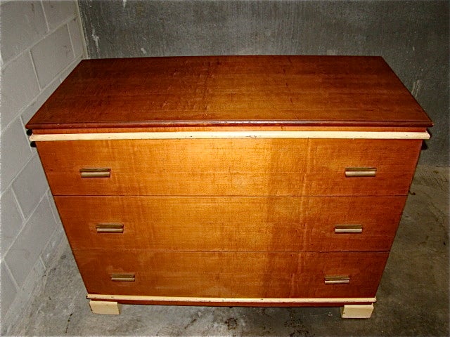 Donald Deskey Art Deco Streamline Dresser with Bronze Pulls