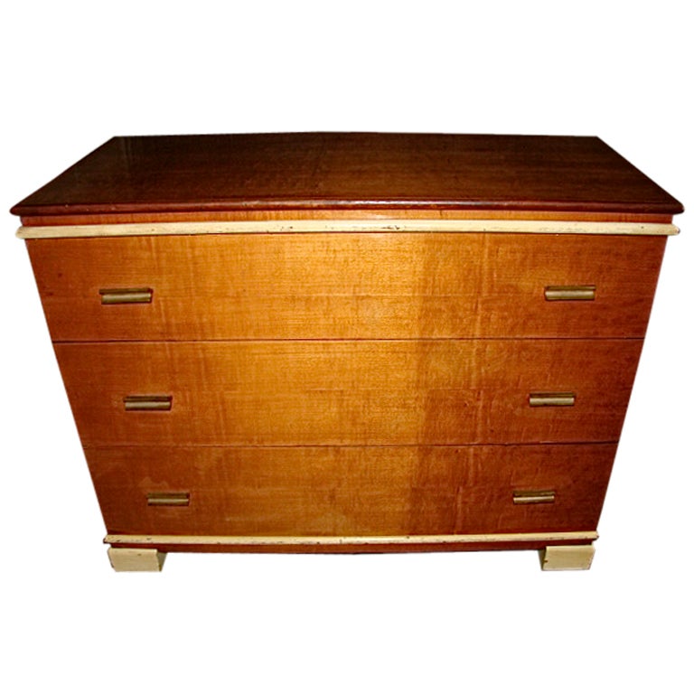 Donald Deskey Art Deco Streamline Dresser with Bronze Pulls