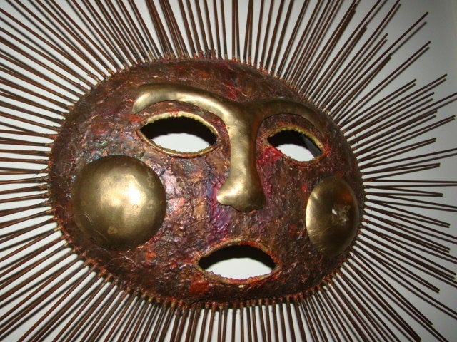 C Jere Sun Face Wall Hanging Sculpture Sconce Lamp 2