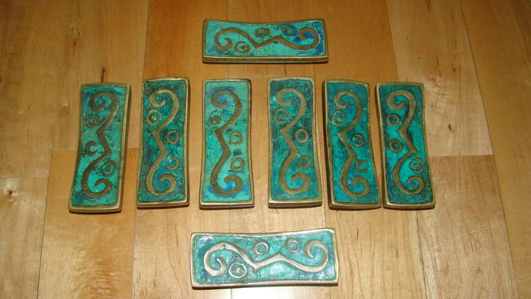 Pepe Mendoza Set of 8 Modern Drawer Pulls In Excellent Condition In Atlanta, GA