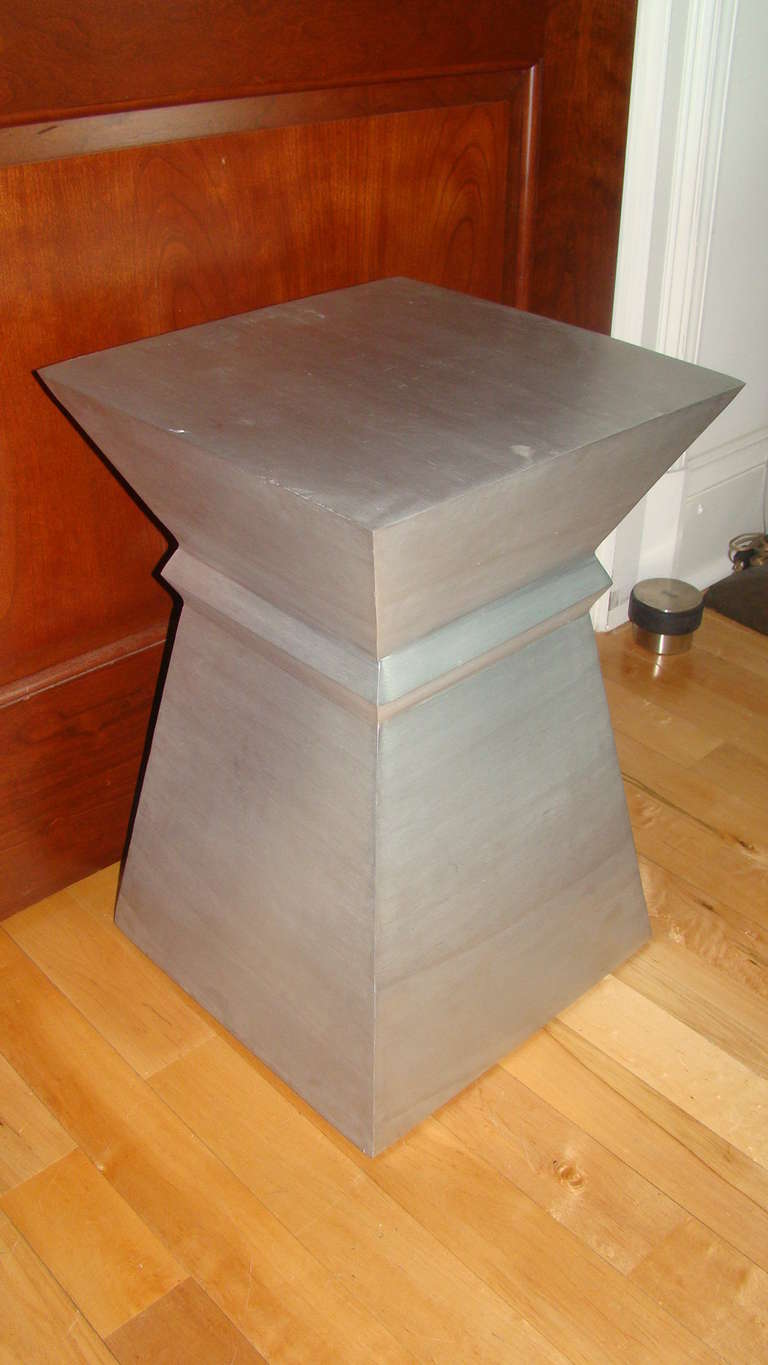 Unknown Mid Century Aluminum Geometric Pedestal Table