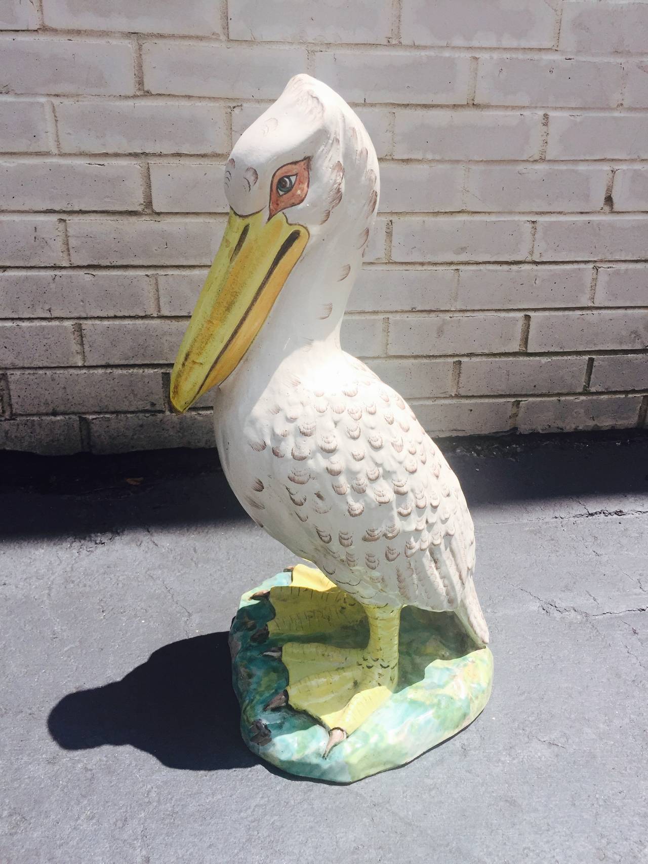 Italian Terracotta Pelican Pottery Sculpture