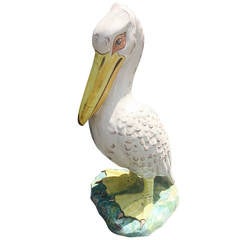 Italian Terracotta Pelican Pottery Sculpture