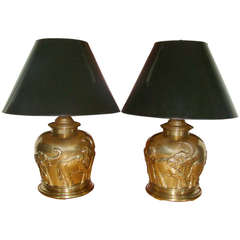 Vintage Pair of Frederick Cooper Brass Elephant Table Lamps
