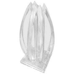 Sculptural Thick Lucite Table Lamp