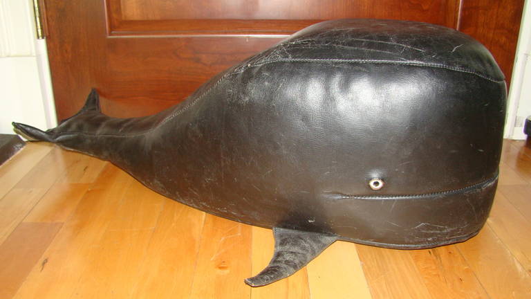 English Omersa Abercrombie & Fitch Leather Whale Sculpture