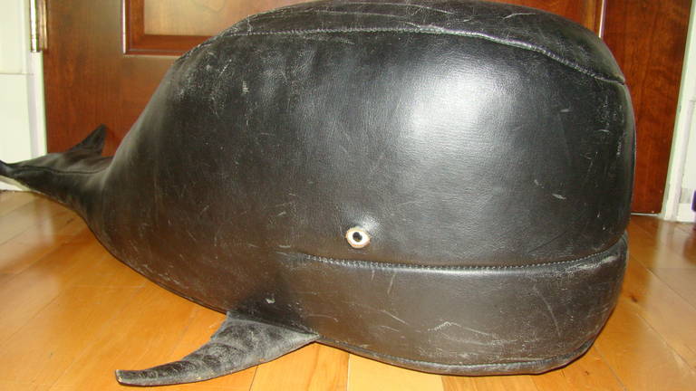 Omersa Abercrombie & Fitch Leather Whale Sculpture In Excellent Condition In Atlanta, GA