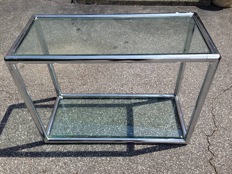 American Chrome and Glass Mid Century Console Table