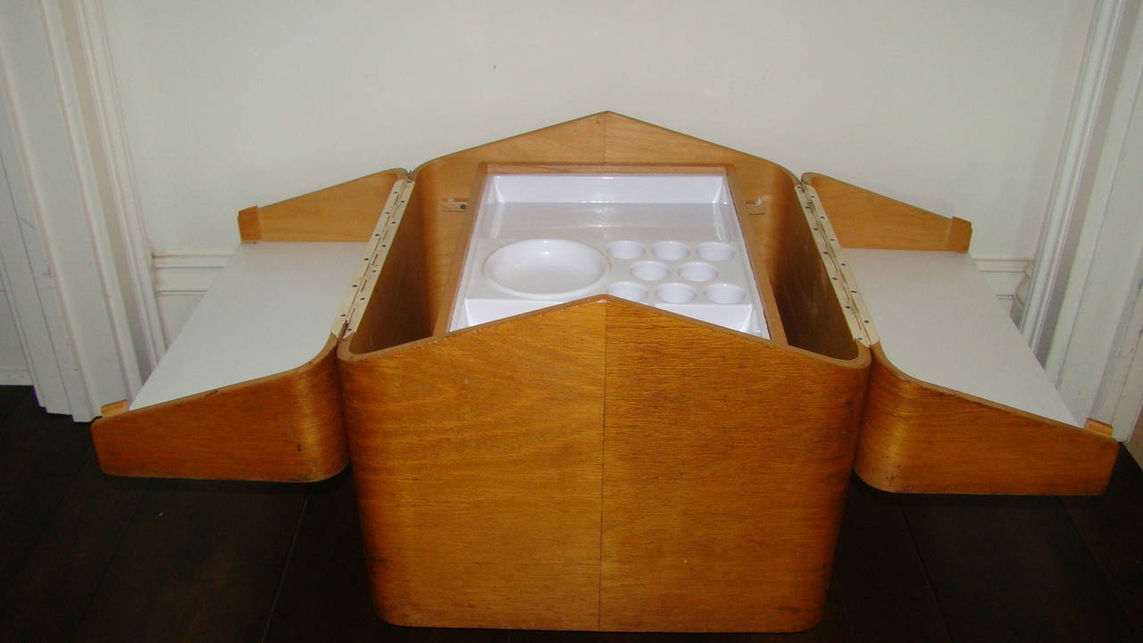 Mid-Century Danish Modern Rolling Bar Cube Table 3