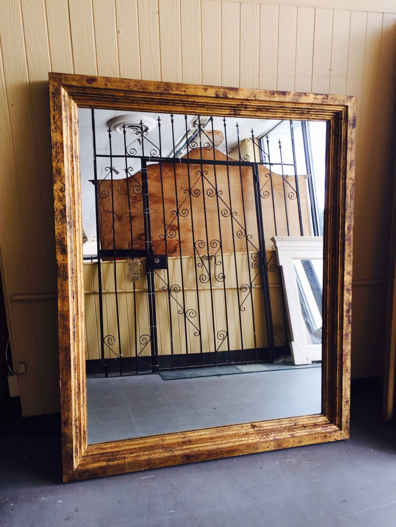 Unknown Oversized Guilded Wood Full Length Floor Mirror