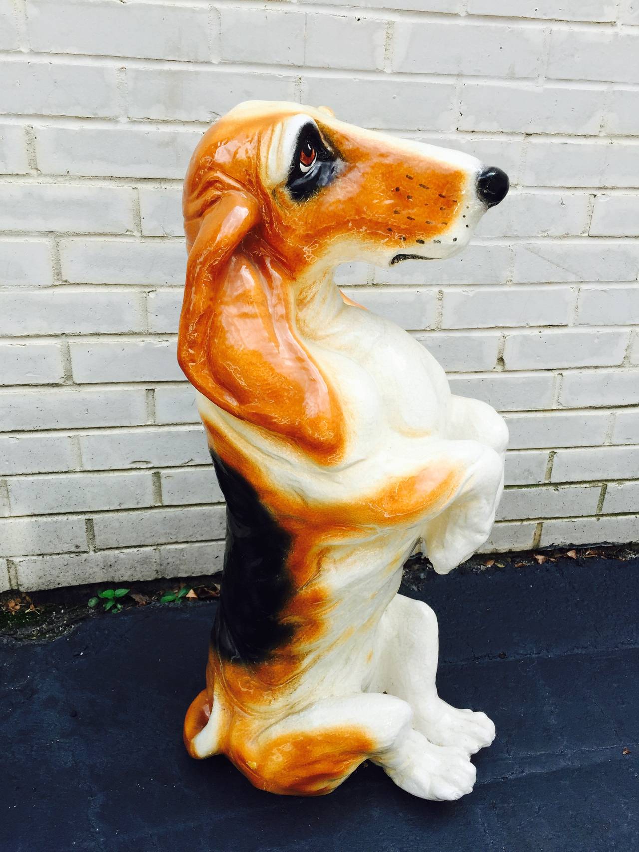 Mid-20th Century Italian Pottery Begging Hound Dog Sculpture