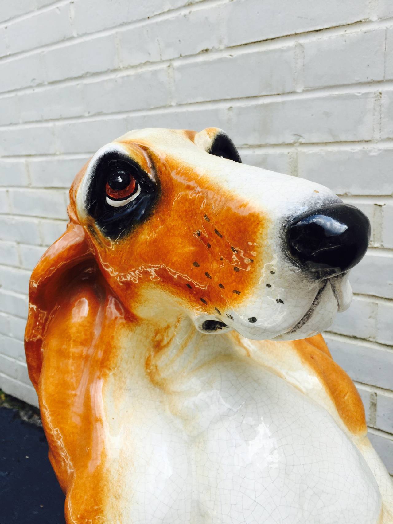 Italian Pottery Begging Hound Dog Sculpture 1