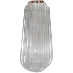 Retro Huge Lucite Sculptural, Twisted Ribbon Chandelier Lamp