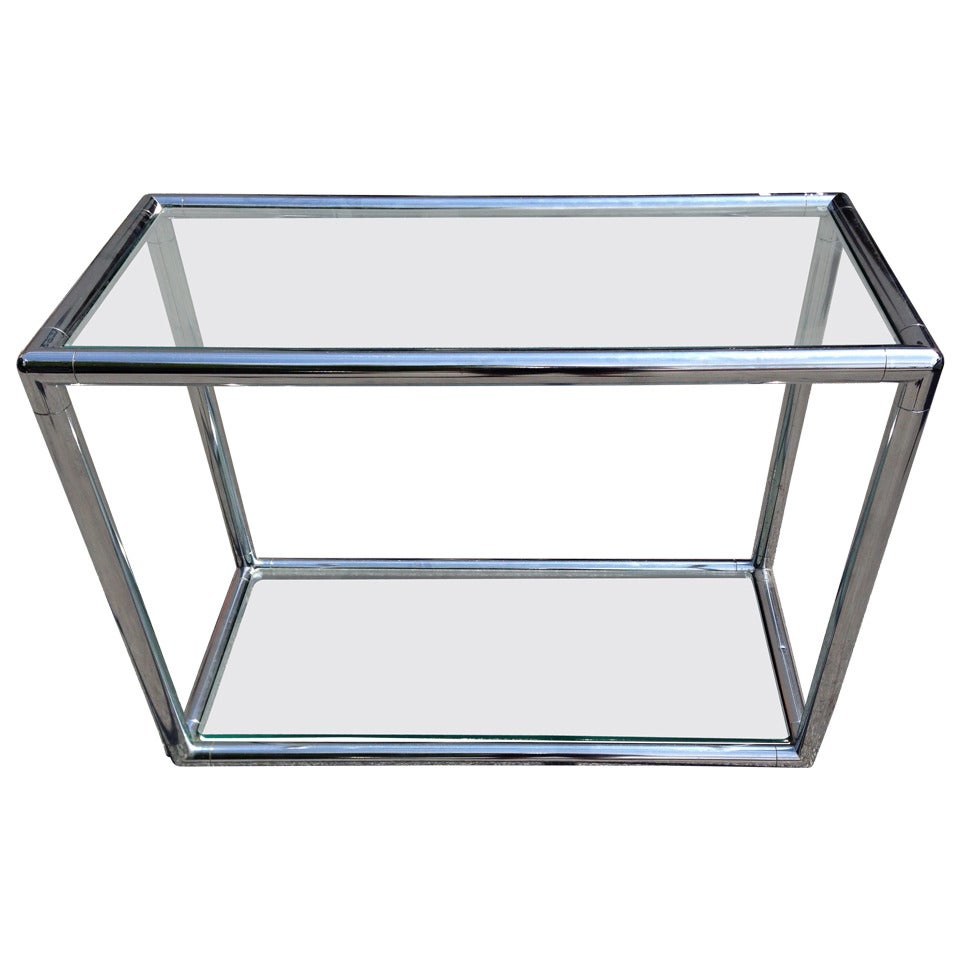 Chrome and Glass Mid Century Console Table