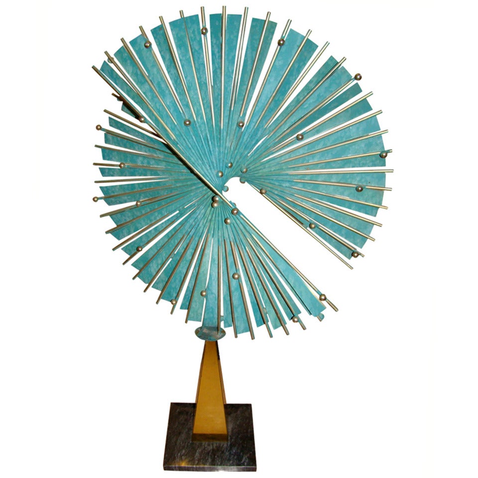Curtis Jere Verdigris Abstract Metal Table Sculpture