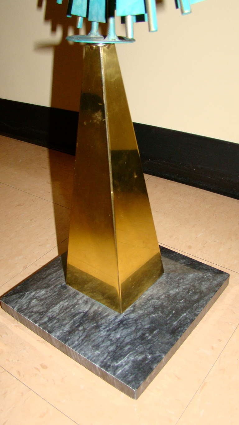 Brass Curtis Jere Verdigris Abstract Metal Table Sculpture