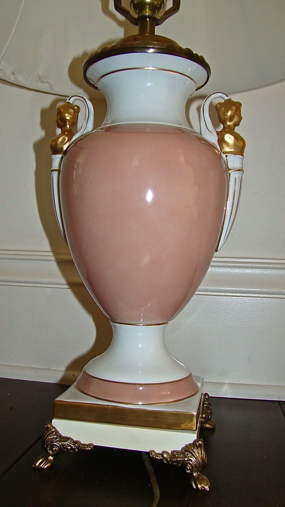 Paul Hanson Pair of Ceramic Neoclassical Table Lamps In Excellent Condition In Atlanta, GA