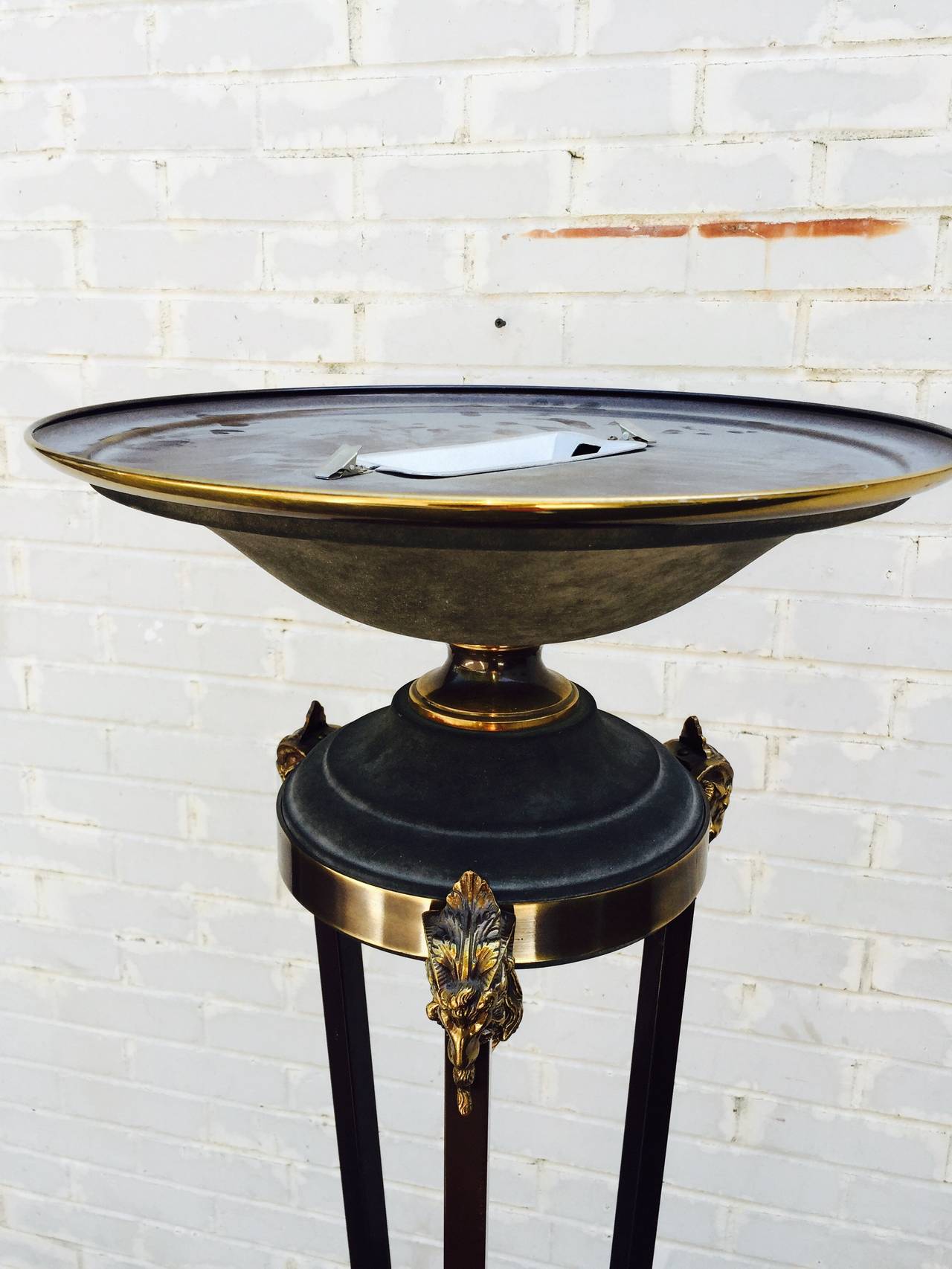 Brass Neoclassical Torchiere Ram's-Head Floor Lamp 2