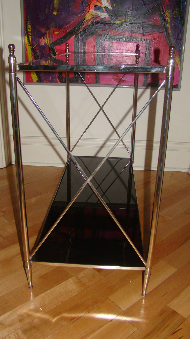 Chrome and Lucite Campaign Style Console Table In Excellent Condition In Atlanta, GA