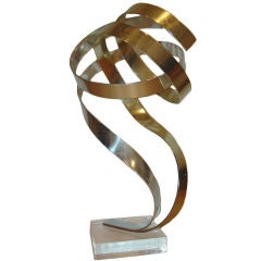 Large Dan Murphy Abstract Metal Ribbon Sculpture Signed