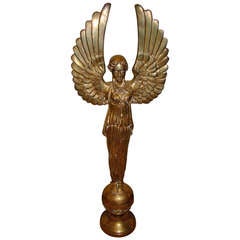Large Bronze Art Deco Winged Angel Floor Sculpture