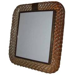 Venini Signed Murano Glass Rope Table Frame Mirror