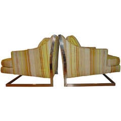Milo Baughman Chrome Floating Lounge Chair Pair