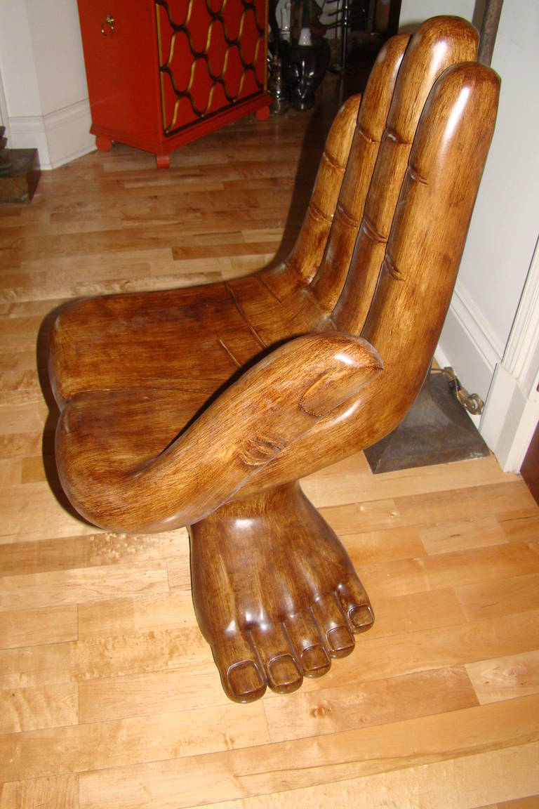 Pair of Hand Foot Chairs after Pedro Friedeberg In Excellent Condition In Atlanta, GA