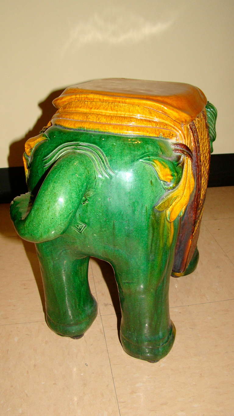 Glazed Terracotta Elephant Garden Table Stool 2