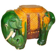 Glazed Terracotta Elephant Garden Table Stool