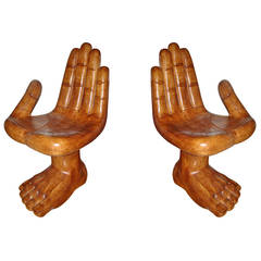 Pair of Hand Foot Chairs after Pedro Friedeberg