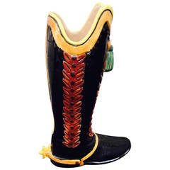 Italian Pottery Boot Sculptural Umbrella Stand Vase