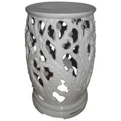 Blanc De Chine Italian Porcelain Sculptural Table Stool