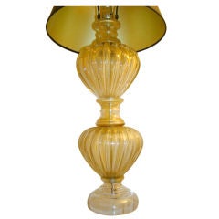 Large Thick Barovier Seguso Gold Flake Murano Glass Table Lamp