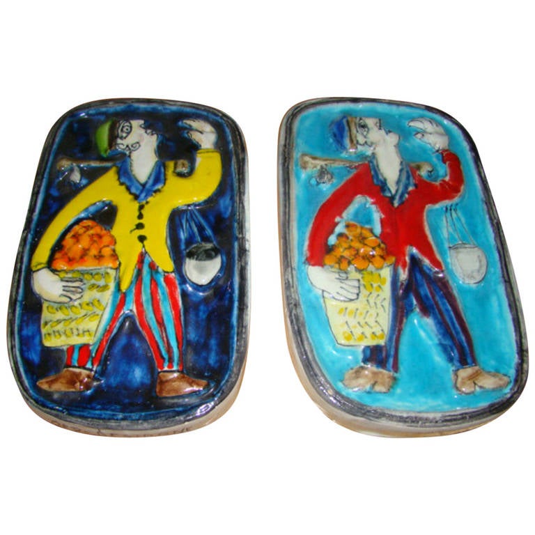 Pair of Giovanni Desimone Early Pottery Wall Hanging Sculptures