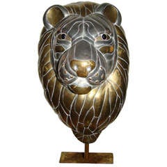 Sergio Bustamante Large Lion Brass Table Sculpture
