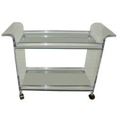 Lucite Mid-Century Sculptural Rolling Bar or Serving Cart