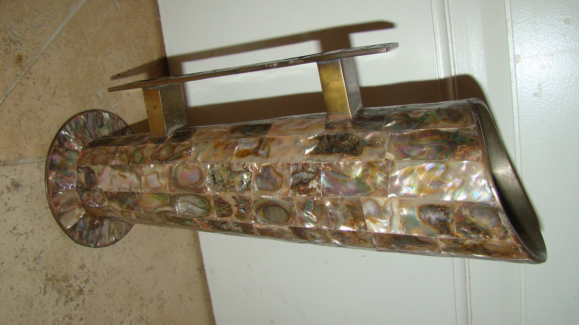 Abalone Shell and Brass Mexican Modern Pitcher by Salvador Teran